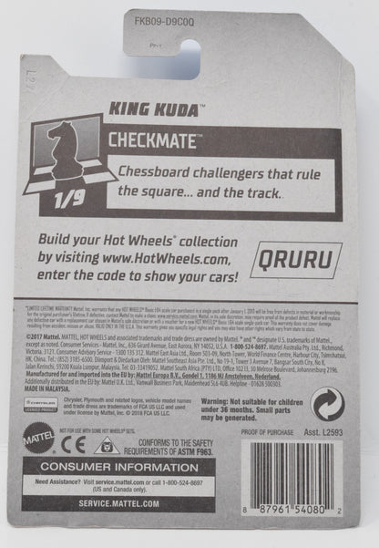 Hot Wheels King Kuda White CheckMate DieCast Car 1/9 362 New