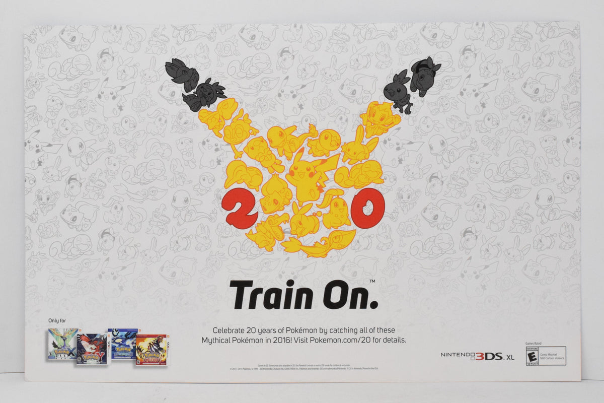 Pokemon 20th Anniversary Poster Nintedno 3DS Promo 11 x 17