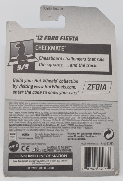 Hot Wheels 12 Ford Fiesta Pawn Checkmate 9/9 263 Diecast Car New