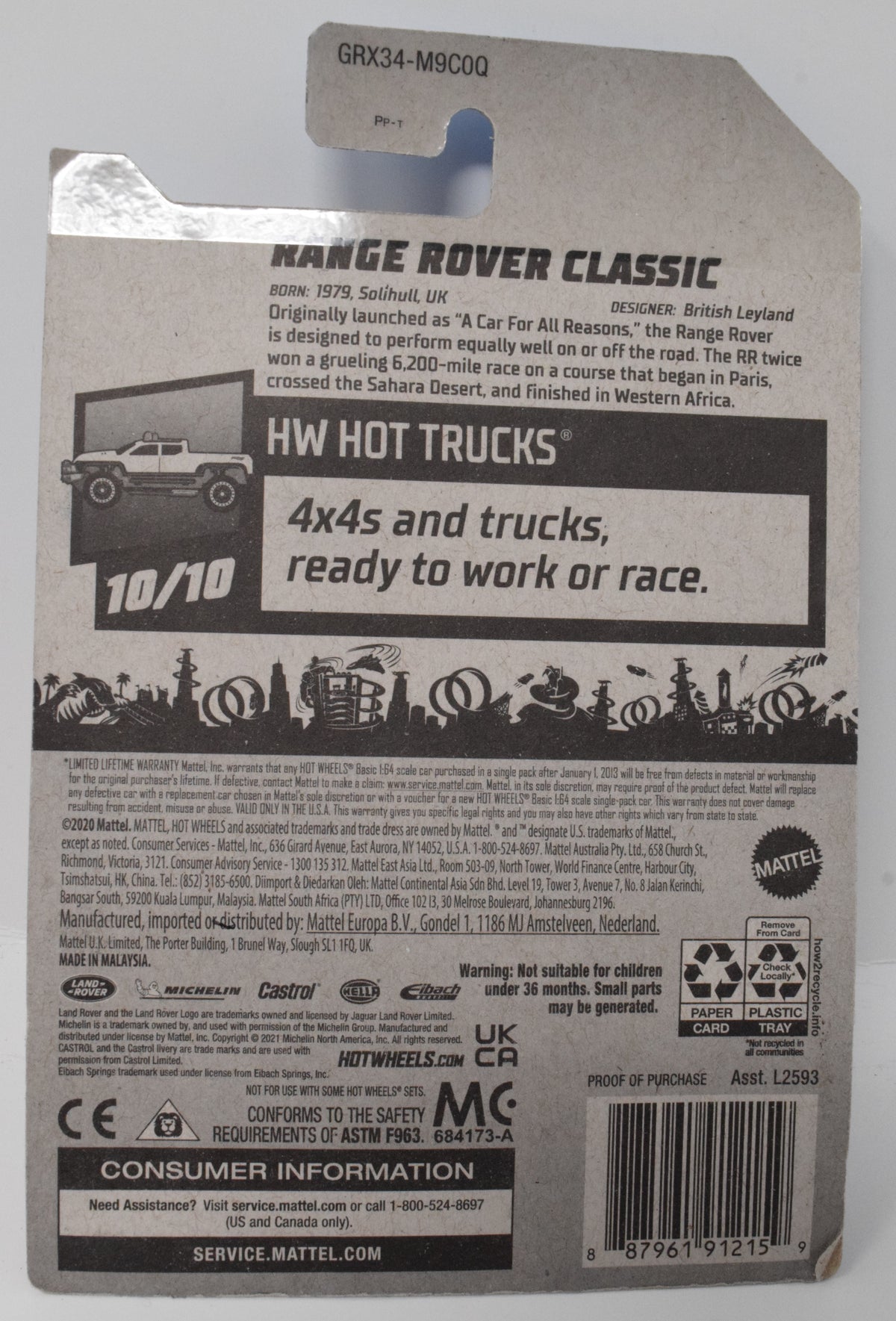 Hot Wheels Range Rover Classic HW Hot Trucks Red 10/10 245 DieCast Car New