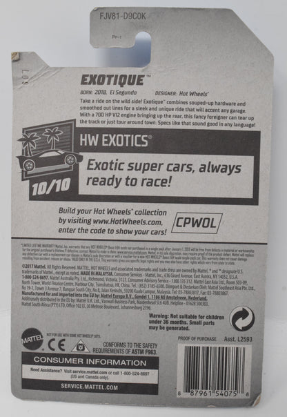 Hot Wheels Exotique HW Exotics 10/10 241 Blue 24 DieCast Car New