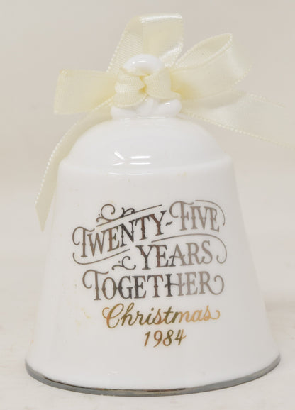 Hallmark Ornament Ceramic Bell 25 Years Together Christmas Tree 1984 NIB