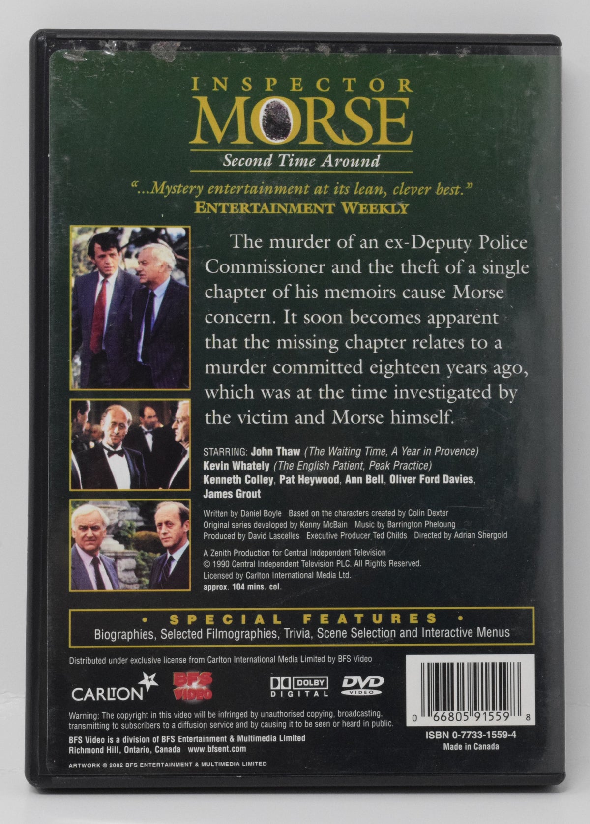 John Thaw as Inspector Morse Second Time Around DVD