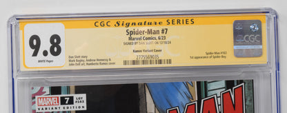 Spider-Man #7 D Marvel 2023 NM Humberto Ramos 1st Spider-Boy CGC SS 9.8 SIGNED Dan Slott