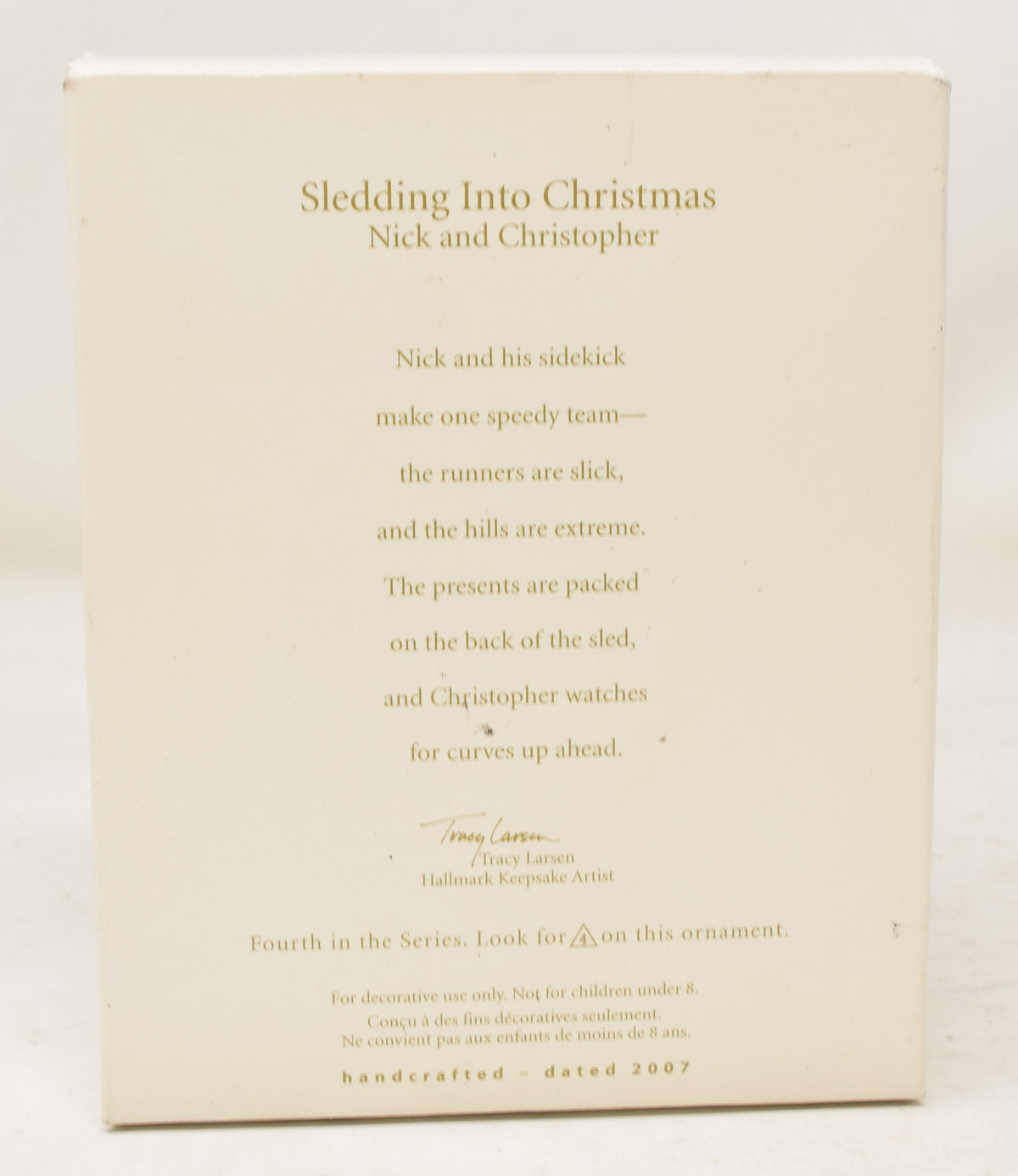 Hallmark Keepsake Ornament Nick Christopher Bear Sledding Into Christmas Tree 2007 NIB