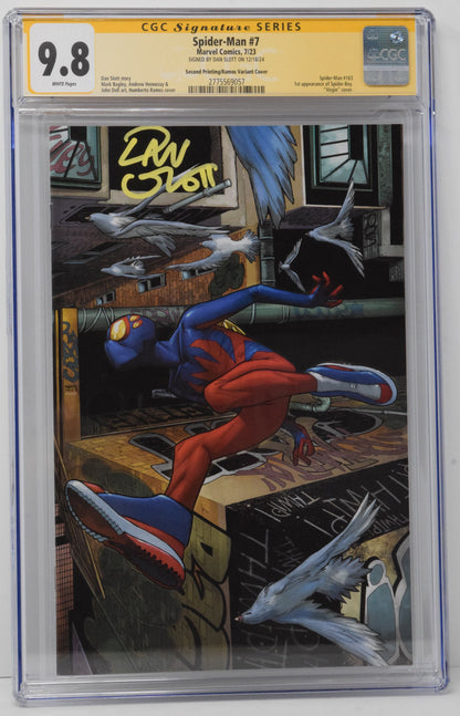 Spider-Man #7 Marvel 2023 2nd Print 1:25 Humberto Ramos Virgin Spider-Boy CGC SS 9.8 SIGNED Dan Slott
