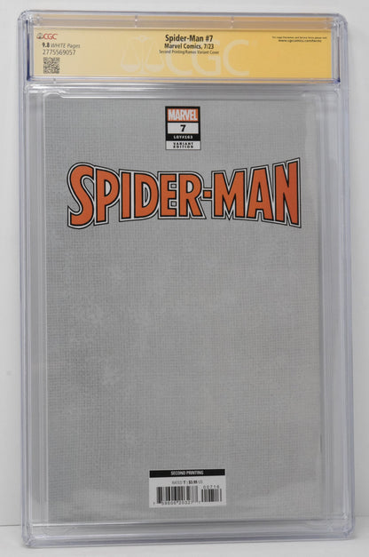 Spider-Man #7 Marvel 2023 2nd Print 1:25 Humberto Ramos Virgin Spider-Boy CGC SS 9.8 SIGNED Dan Slott
