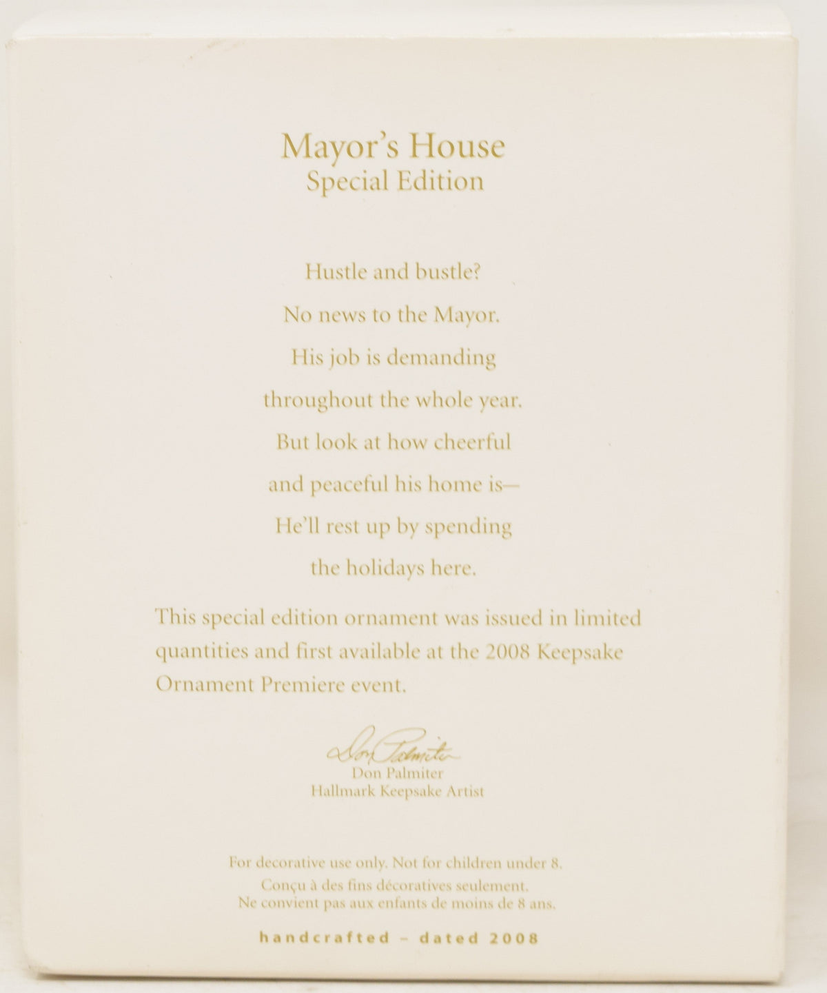 Hallmark Keepsake Ornament Mayors House Christmas Tree 2008 NIB