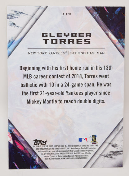 Gleyber Torres Topps 2018 Baseball Fire RC Rookie Card Yankees 119