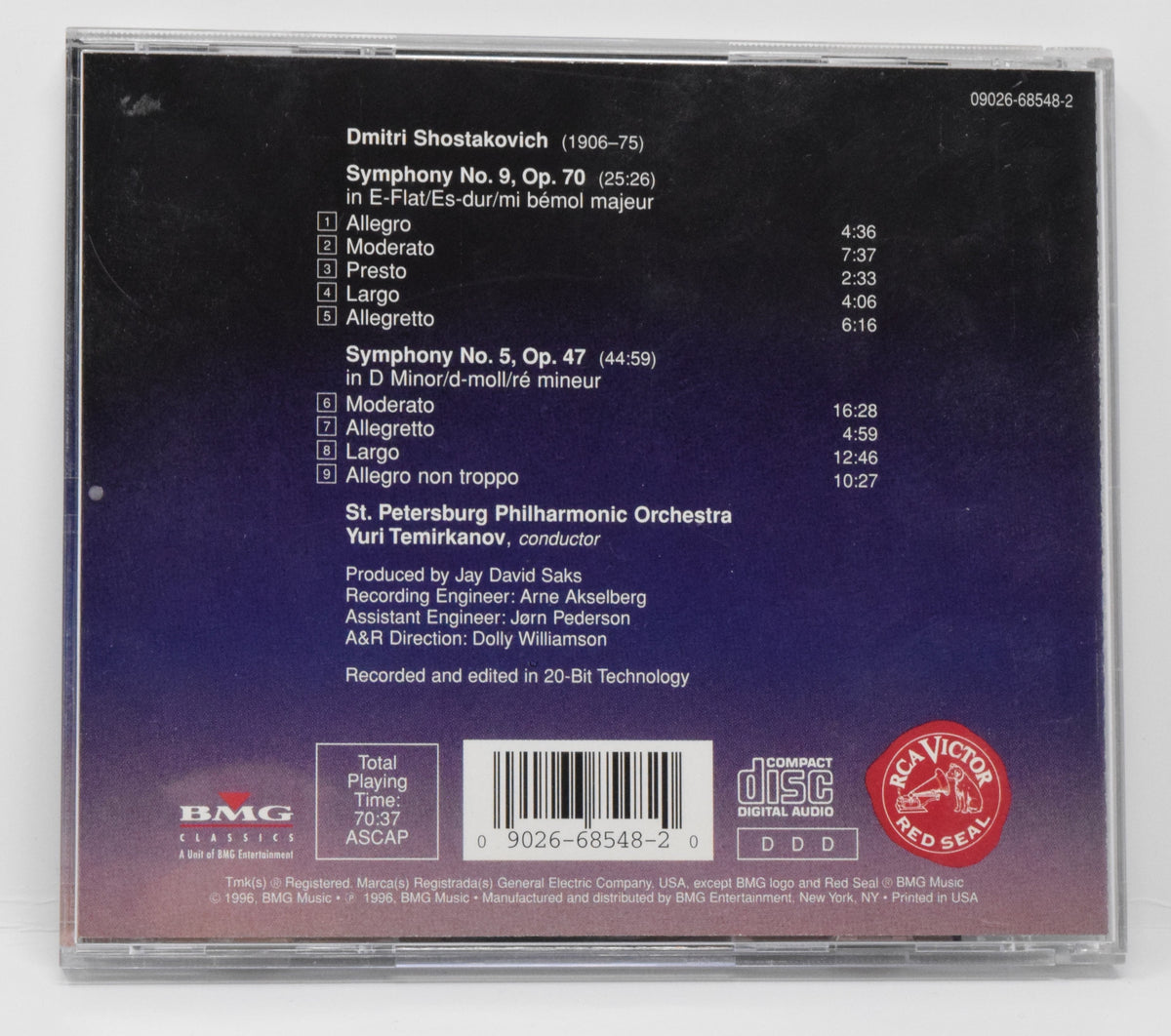 Shostakovich Yuri Temirkanov St Petersburg Phil Symphony 5 9 CD