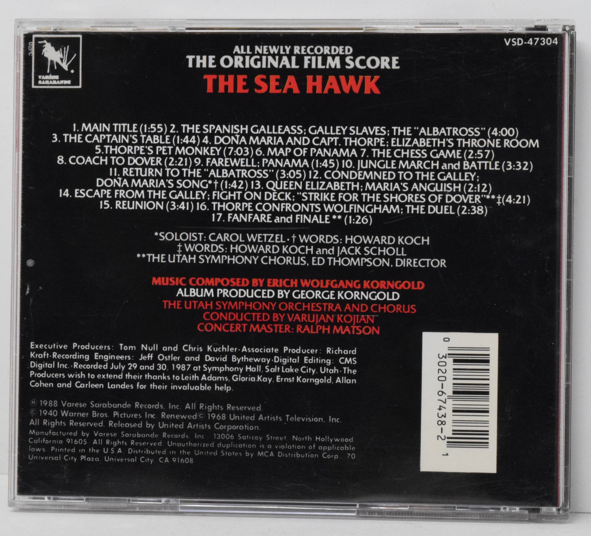 The Sea Hawk Soundtrack CD Varujan Kojian Varese