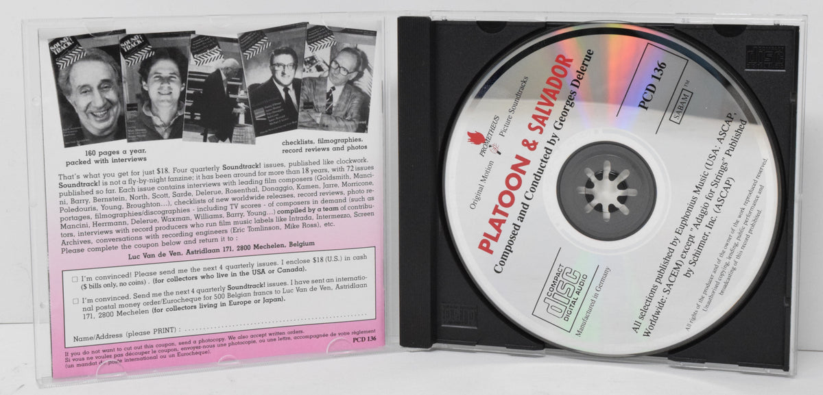 Platoon Soundtrack CD Georges Delerue Prometheus
