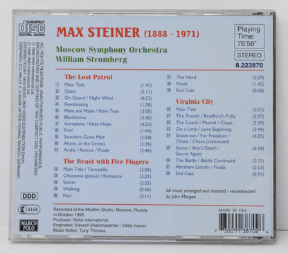 Max Steiner The Lost Patrol Virginia City Soundtrack CD William Stromberg