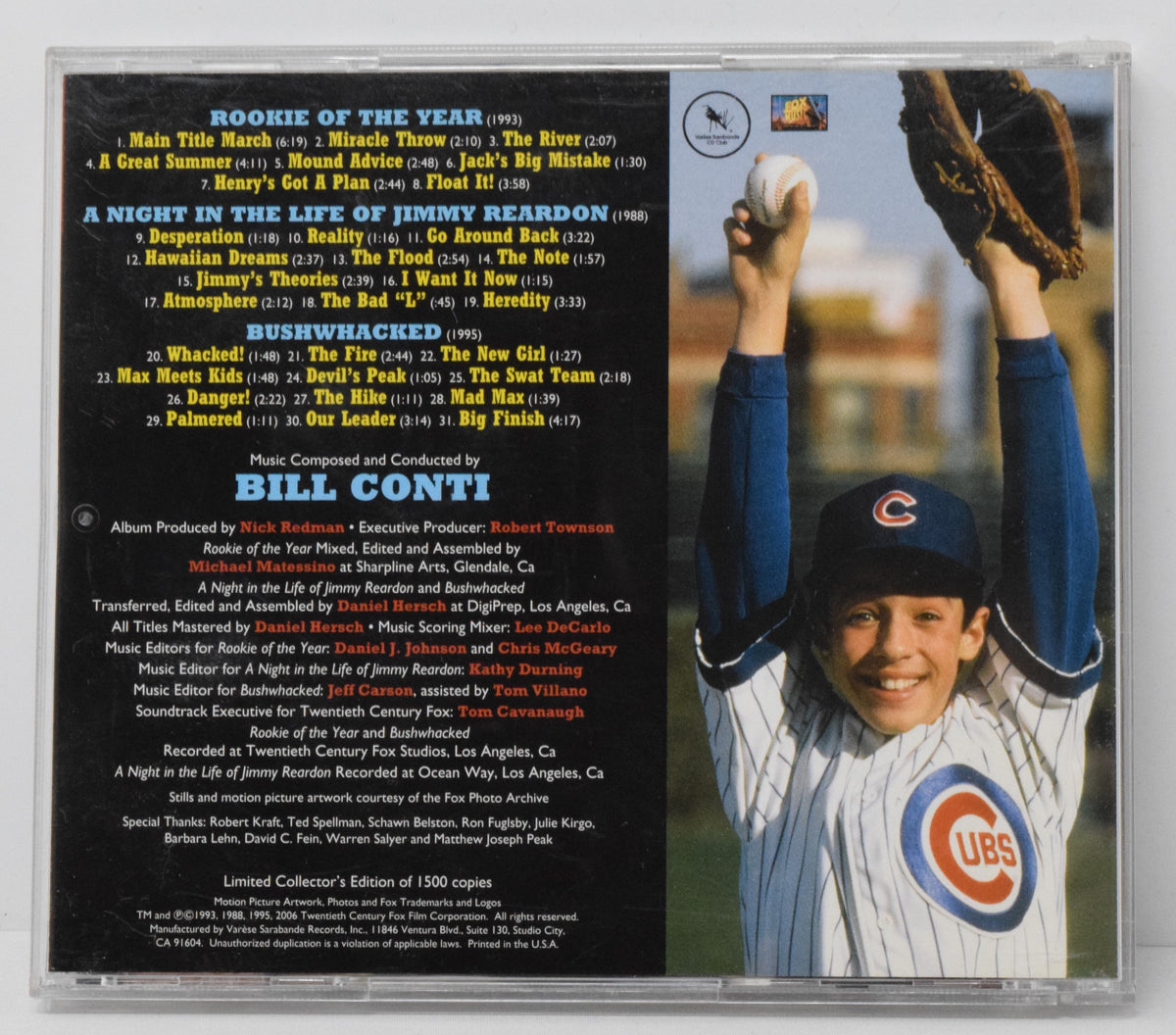 Rookie Of The Year Soundtrack CD Bill Conti Varese LTD 1500