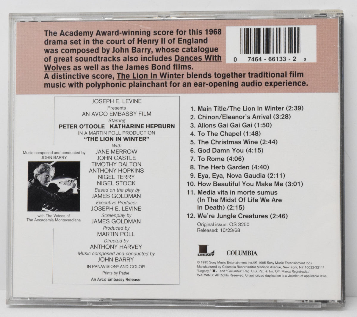 The Lion In Winter Soundtrack CD John Barry Columbia