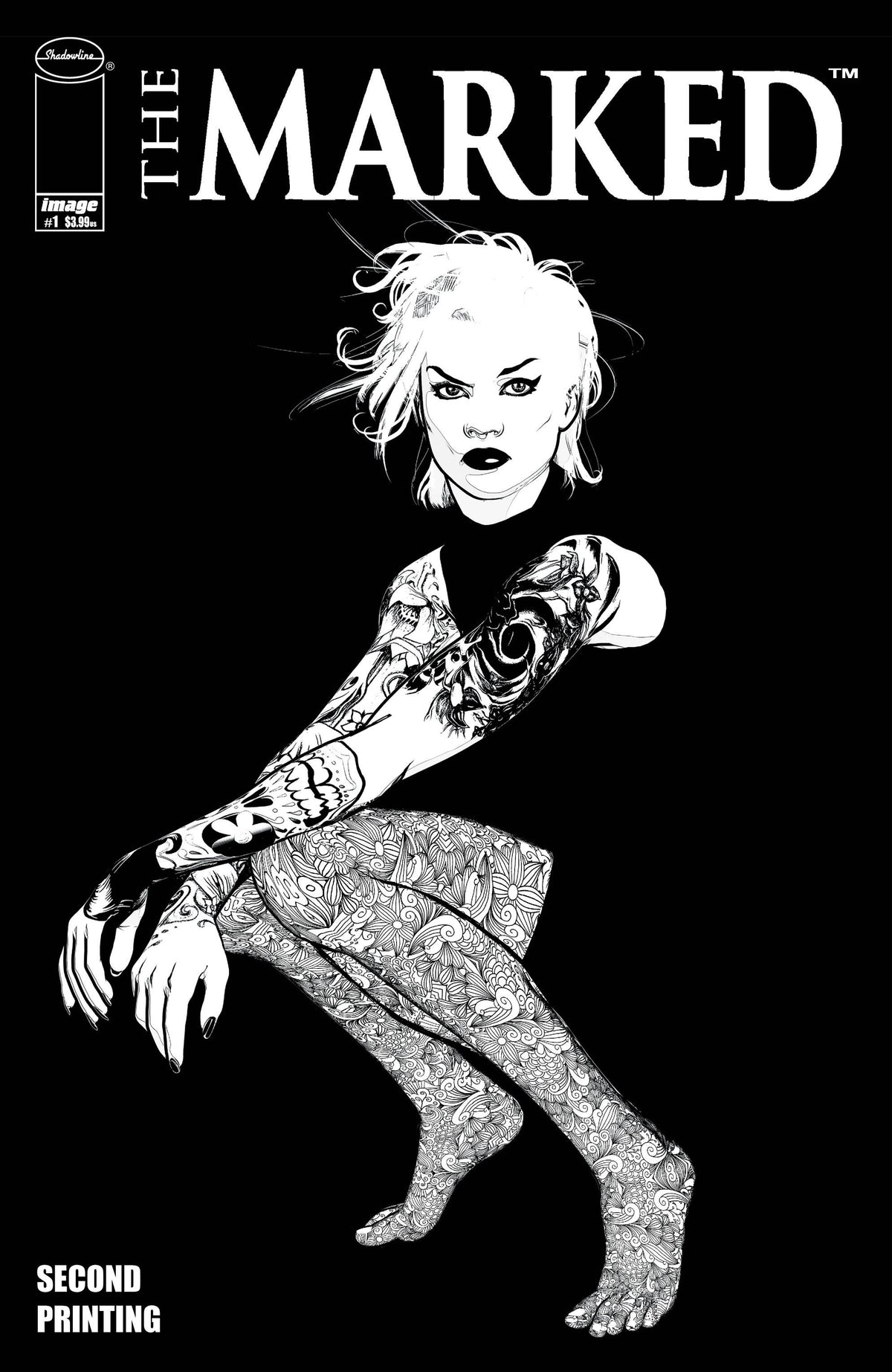 MARKED #1 A Image 2019 NM+ 9.6 Brian Haberlin GGA Tattoo B&W Negative