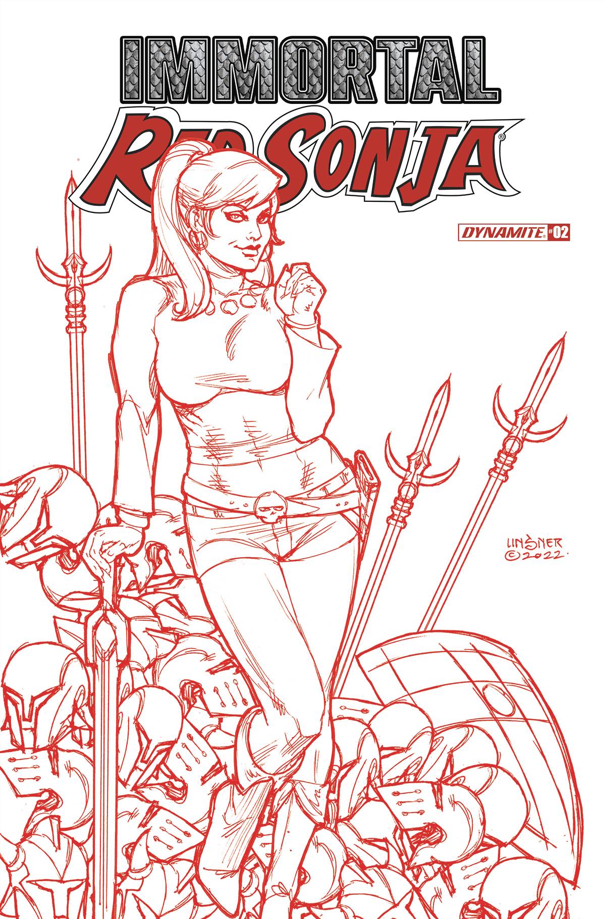 Immortal Red Sonja #2 T 1:15 Joseph Michael Linsner Fiery Red FOC Bonus Variant GGA (05/11/2022) Dynamite