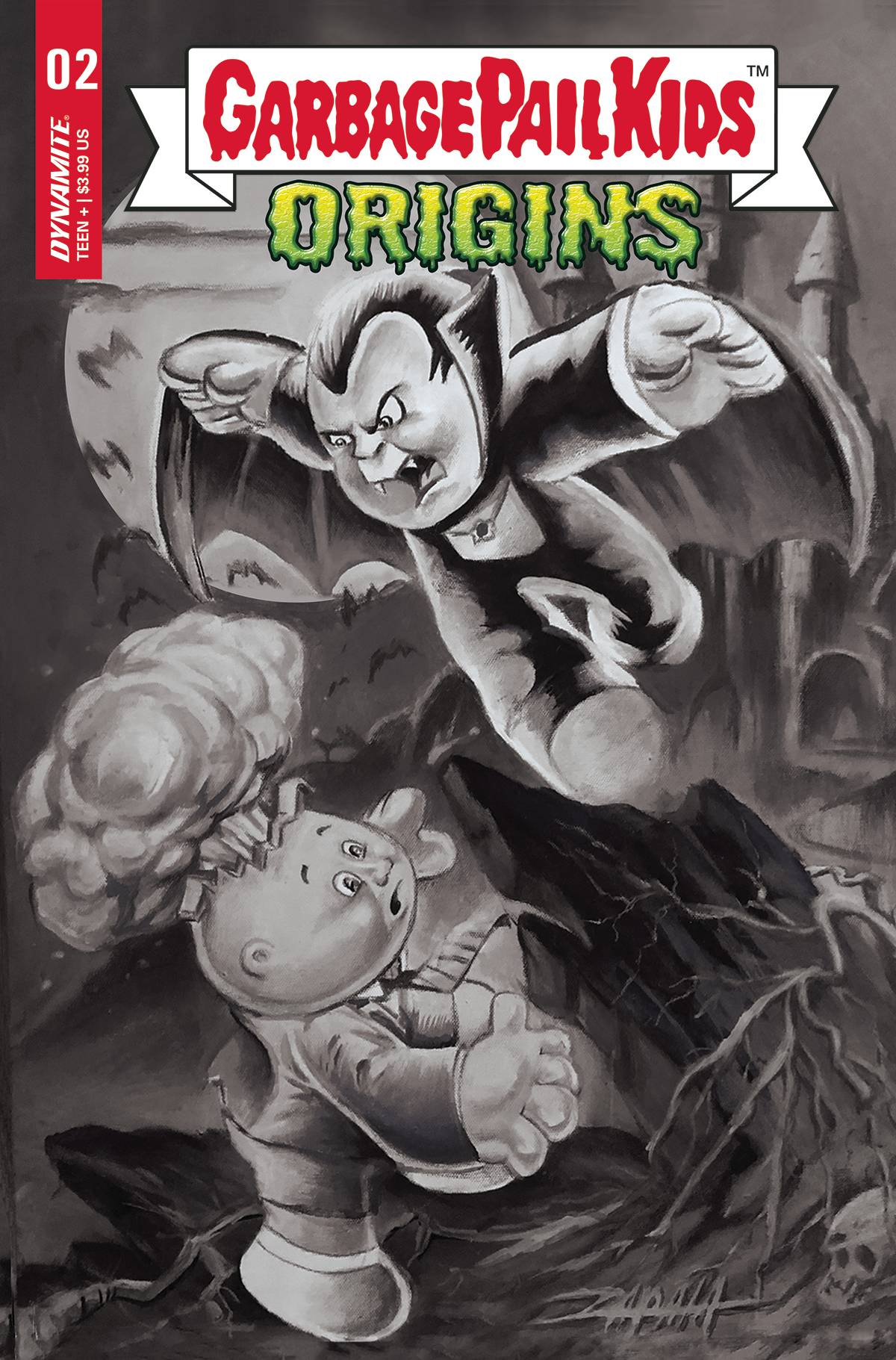Garbage Pail Kids Origins #2 L 1:7 Jeff Zapata B&W FOC Variant (11/09/2022) Dynamite