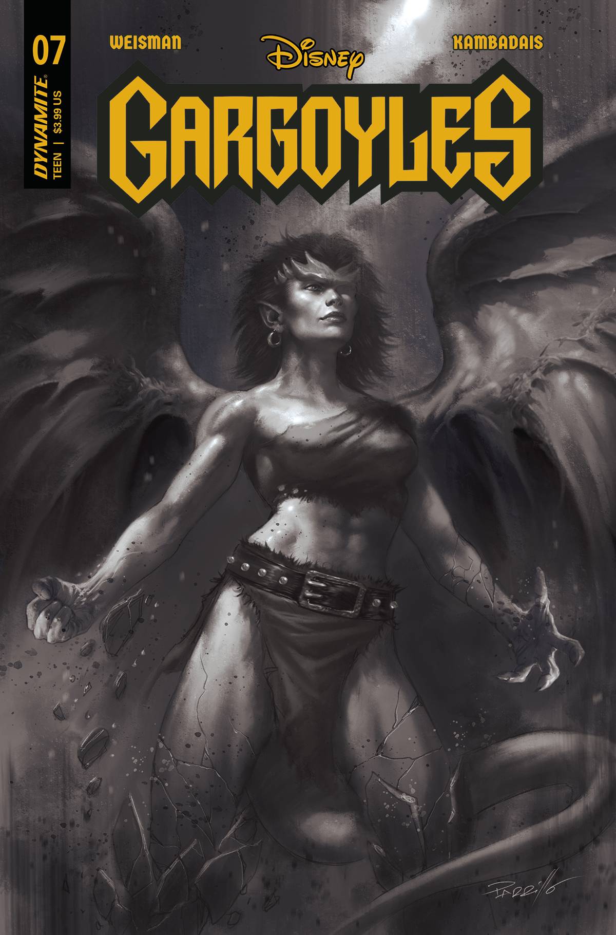 Gargoyles #7 W 1:10 Foc Lucio Parrillo B&W Variant (06/28/2023) Dynamite