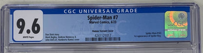 Spider-Man #7 D Humberto Ramos Top Secret Spoiler Spider-Boy CGC 9.6 Variant (04/05/2023) Marvel