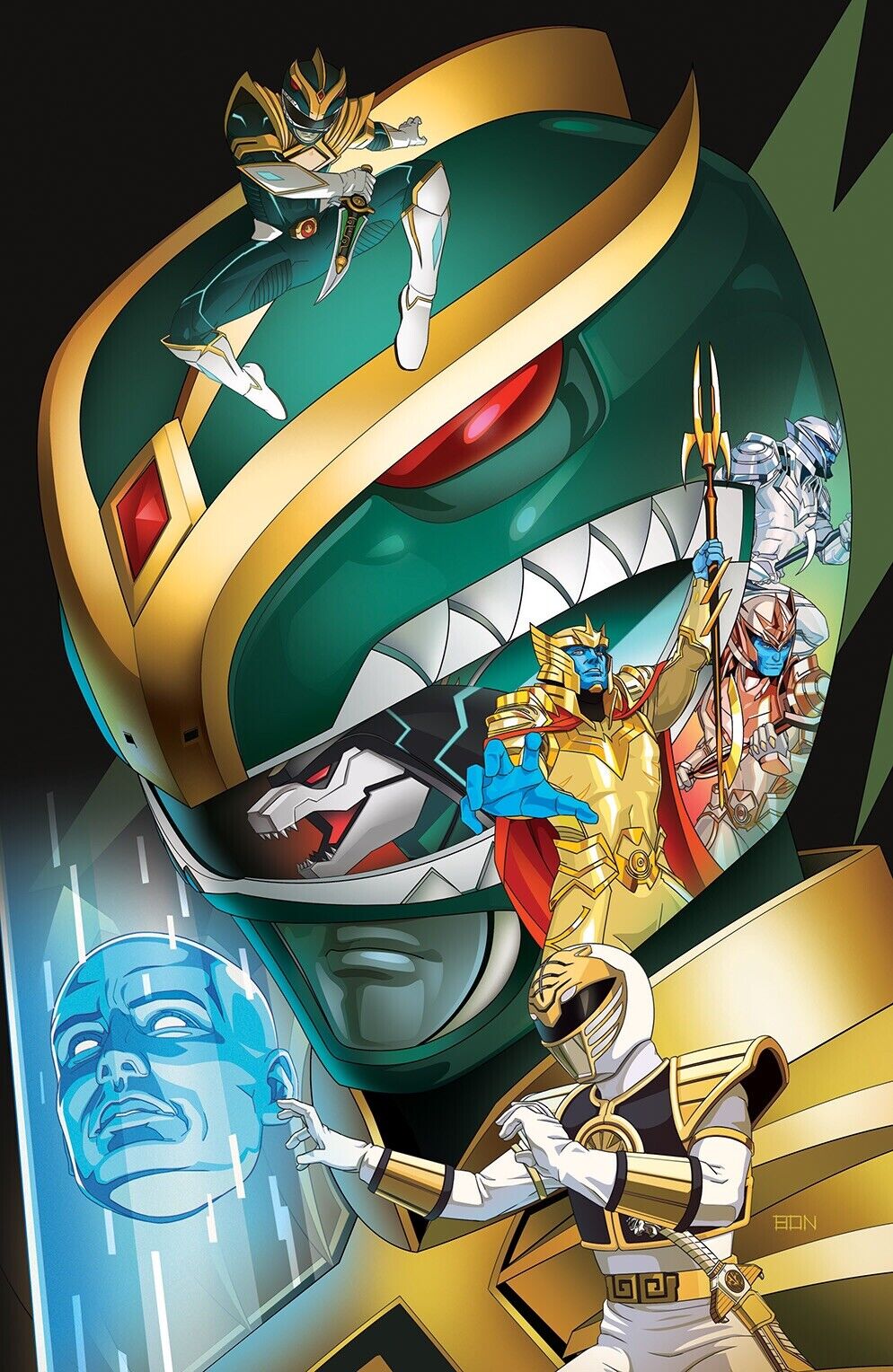 MIGHTY MORPHIN #4 BOOM  2021 BON BERNARDO VIRGIN Green Power Ranger VARIANT