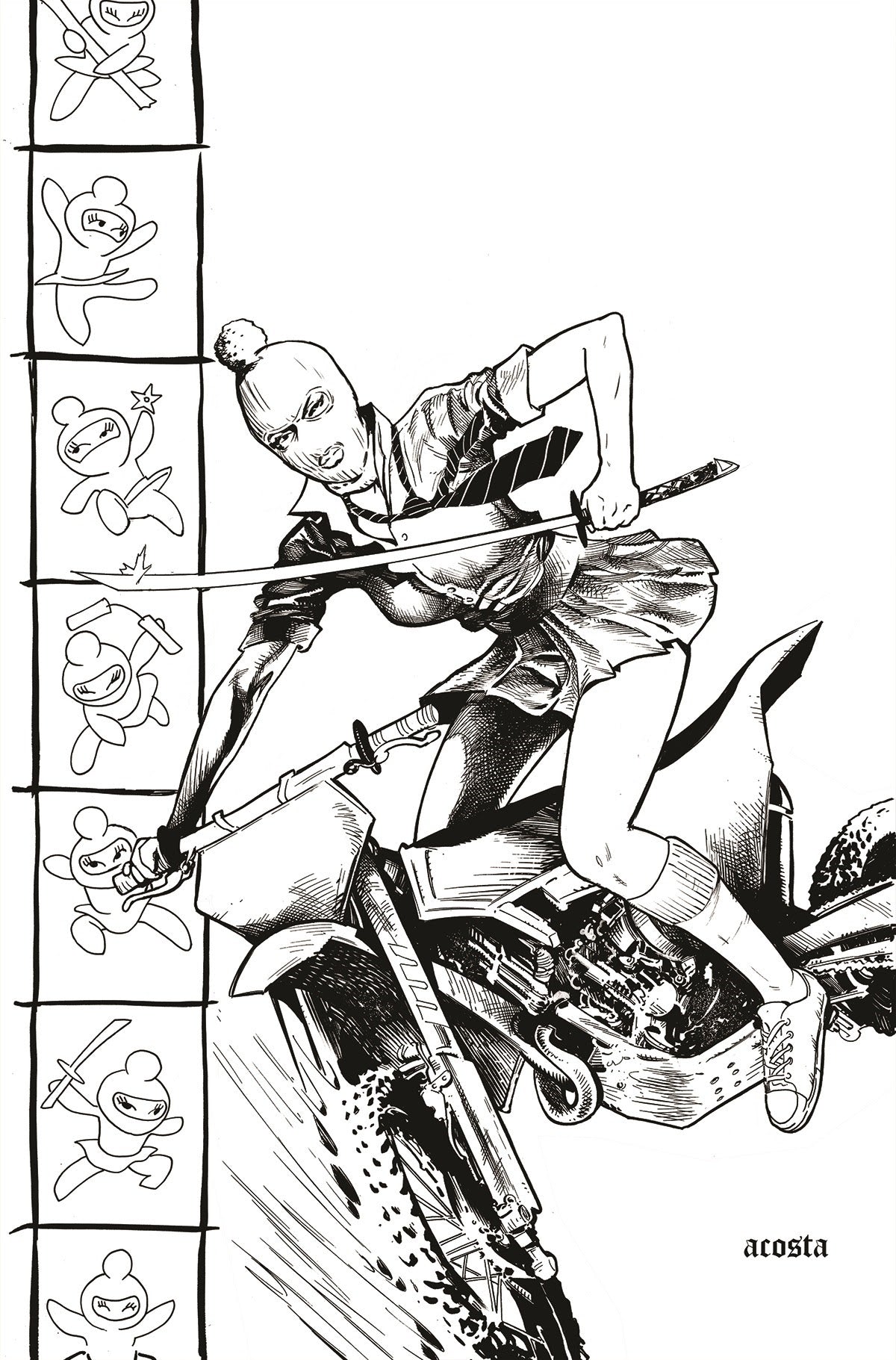 Ninjettes #1 (Of 5) U 1:7 Dave Acosta B&W FOC Variant (09/07/2022) Dynamite
